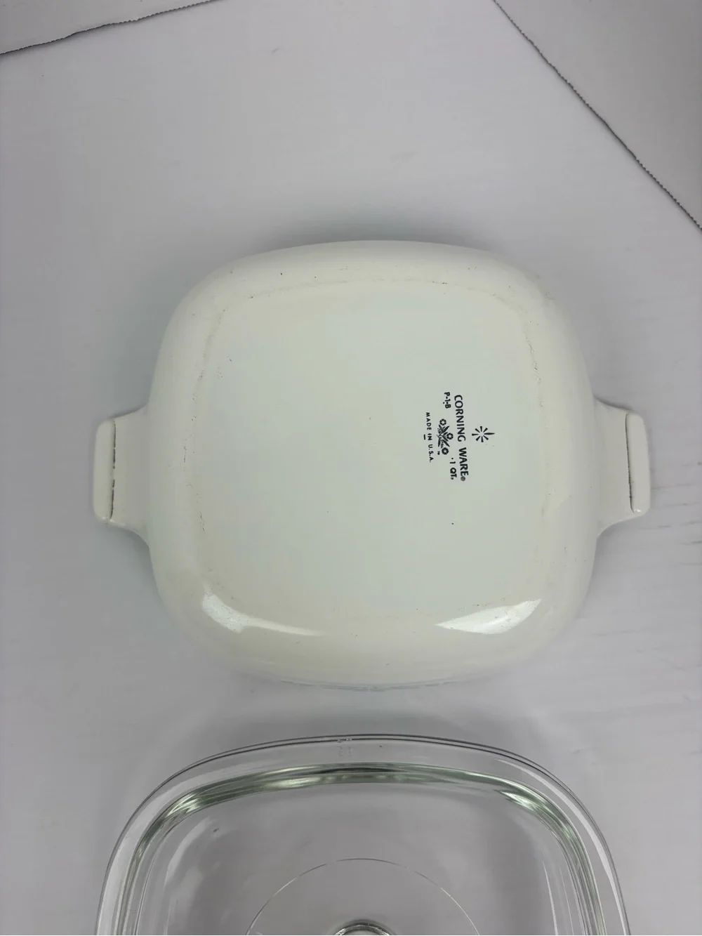 Vintage CorningWare Blue Cornflower Baking Dish 1 Qt White Square with Lid P-1-B